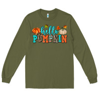 Army Green hello pumpkin Long Sleeve Tee - AdoDesignShop