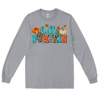 Heather Grey hello pumpkin Long Sleeve Tee - AdoDesignShop