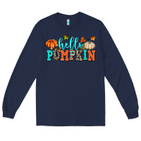 Navy hello pumpkin Long Sleeve Tee - AdoDesignShop