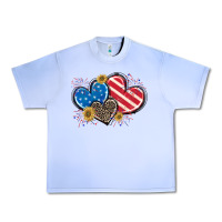 Grape Ice American Flag heart Urban Heavy Tee - CowGirlArtShop