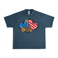 Midnight Navy American Flag heart Urban Heavy Tee - CowGirlArtShop