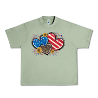 Oil Green American Flag heart Urban Heavy Tee - CowGirlArtShop