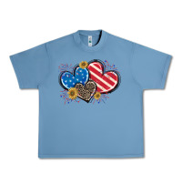 Pebble Blue American Flag heart Urban Heavy Tee - CowGirlArtShop