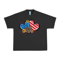 Pigment Black American Flag heart Urban Heavy Tee - CowGirlArtShop
