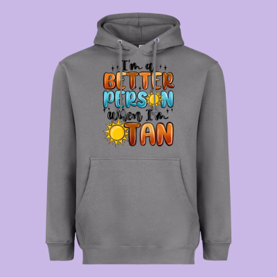 Im Better Person When Im Tan Heavyweight Hoodie Designed By Maliassmallbusiness