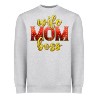 Heather Grey wife mom boss Heavyweight Sweatshirt - texasbilliewilder