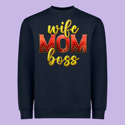 Wife Mom Boss Heavyweight Sweatshirt Designed By Texasbilliewilder