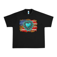 Black American flag leopard turquoise gemstone Urban Heavy Tee - Neo Western