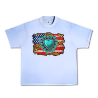 Grape Ice American flag leopard turquoise gemstone Urban Heavy Tee - Neo Western