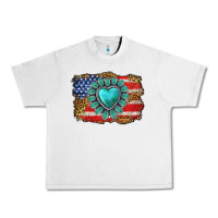 American Flag Leopard Turquoise Gemstone Urban Heavy Tee | Teevron