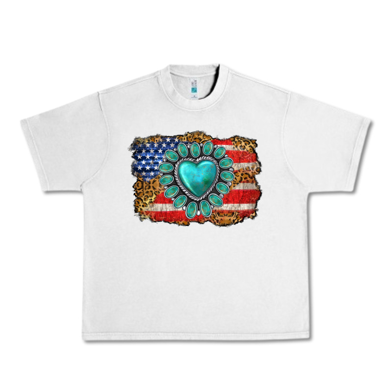 American Flag Leopard Turquoise Gemstone Urban Heavy Tee by Neo Western | Teevron