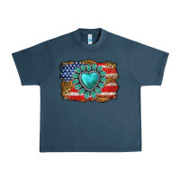Midnight Navy American flag leopard turquoise gemstone Urban Heavy Tee - Neo Western