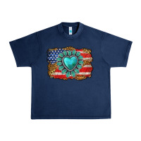 Navy American flag leopard turquoise gemstone Urban Heavy Tee - Neo Western
