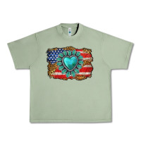 Oil Green American flag leopard turquoise gemstone Urban Heavy Tee - Neo Western