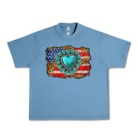 Pebble Blue American flag leopard turquoise gemstone Urban Heavy Tee - Neo Western