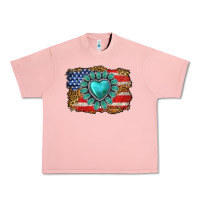 Salmon American flag leopard turquoise gemstone Urban Heavy Tee - Neo Western