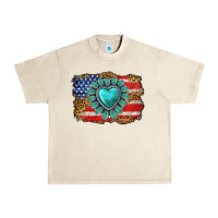 Sandshell American flag leopard turquoise gemstone Urban Heavy Tee - Neo Western