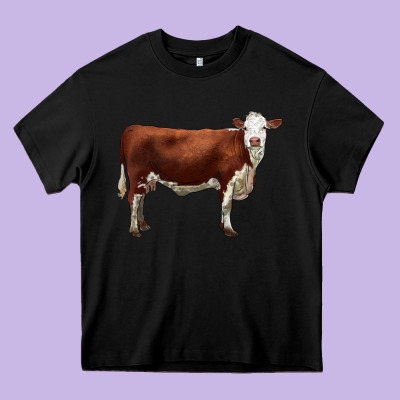 Hereford Cow Heavy Core Tee Designed By Lillyallendesigns