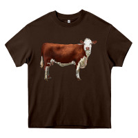 Chocolate Brown hereford cow Heavy Core Tee - LillyAllenDesigns