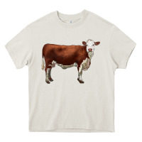 Cream hereford cow Heavy Core Tee - LillyAllenDesigns