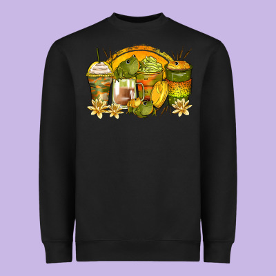 Frog Coffee Cups Heavyweight Sweatshirt Designed By Zillion Design Studio