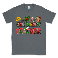 Charcoal Heather one merry teacher Classic Tee - AdoDesignShop
