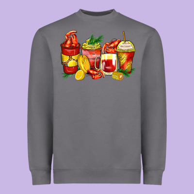 Crawfish Coffee Cups Heavyweight Sweatshirt Designed By Zillion Design Studio