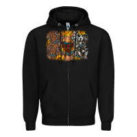 Black saddle sunflower horseshoe cowhide leopard background Zipper Hoodie - Artiststas