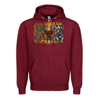 Burgundy saddle sunflower horseshoe cowhide leopard background Zipper Hoodie - Artiststas