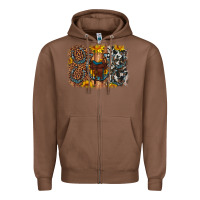 Chestnut saddle sunflower horseshoe cowhide leopard background Zipper Hoodie - Artiststas