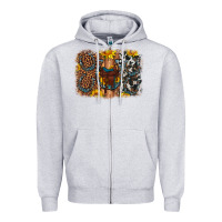 Heather Grey saddle sunflower horseshoe cowhide leopard background Zipper Hoodie - Artiststas
