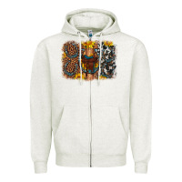Oatmeal Heather saddle sunflower horseshoe cowhide leopard background Zipper Hoodie - Artiststas