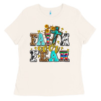 Bone faith over fear with cross and sunflowers Ladies Tee - AdoDesignShop