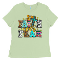 Matcha faith over fear with cross and sunflowers Ladies Tee - AdoDesignShop