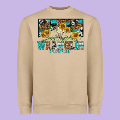 Wranglin Mama Heavyweight Sweatshirt Designed By Texasbilliewilder