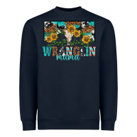 Navy wranglin mama Heavyweight Sweatshirt - texasbilliewilder