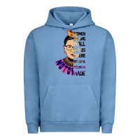 Pigment Pebble Blue RBG Ruth Bader Ginsburg Women Belong In All Places Urban Hoodie - Bettercallsaul