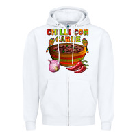 White chilli con carne  with chilli pepper Zipper Hoodie - AdoDesignShop