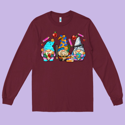Teacher Gnomes Long Sleeve Tee Designed By Adodesignshop