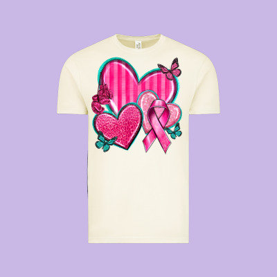 Breast Cancer Hearts Vintage Tee Designed By Texasbilliewilder