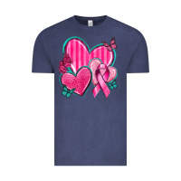 Vintage Denim Breast Cancer Hearts Vintage Tee - texasbilliewilder