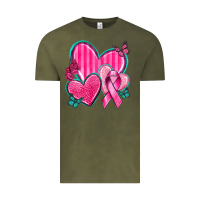 Vintage Olive Breast Cancer Hearts Vintage Tee - texasbilliewilder