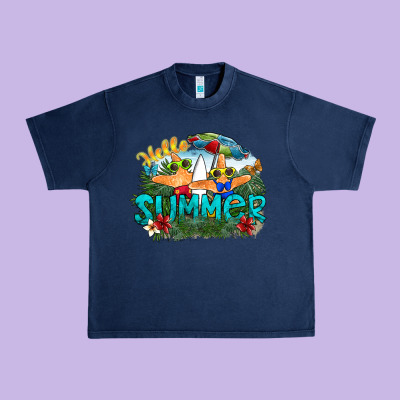 Hello Summer Urban Heavy Tee Designed By Sublimationcraftshop