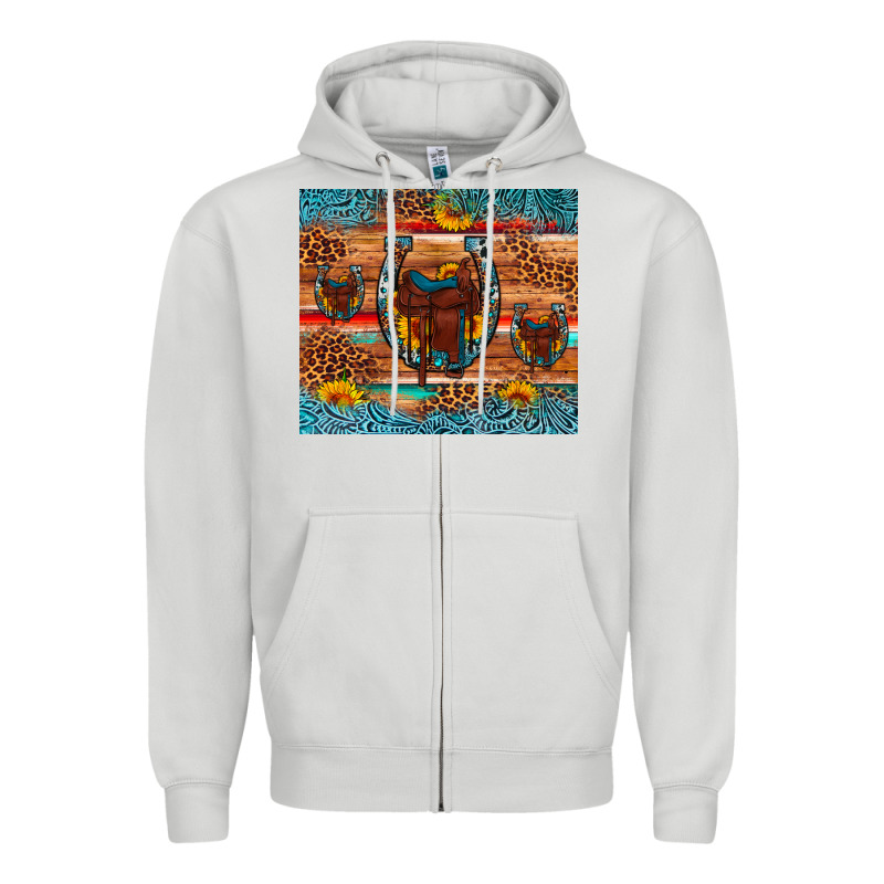 Saddle Horseshoe Leopard Sunflower Zipper Hoodie by Artiststas | Teevron