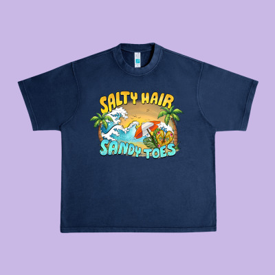 Salty Hair Sandy Toes Summer Urban Heavy Tee Designed By Barkaloodesign