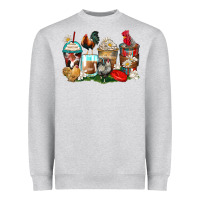Heather Grey rooster coffee cups Heavyweight Sweatshirt - Zillion Design Studio