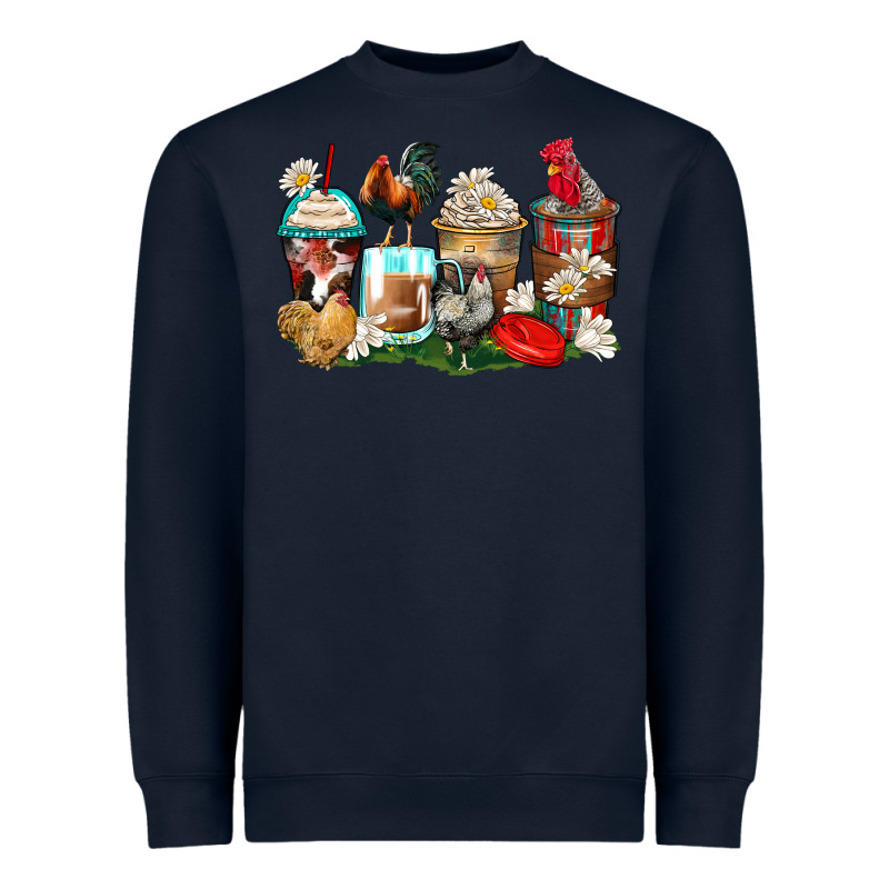 Rooster Coffee Cups Heavyweight Sweatshirt by Zillion Design Studio | Teevron