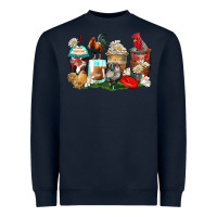 Navy rooster coffee cups Heavyweight Sweatshirt - Zillion Design Studio