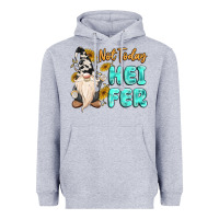 Heather Grey not today heifer cow gnome Heavyweight Hoodie - MaliasSmallBusiness
