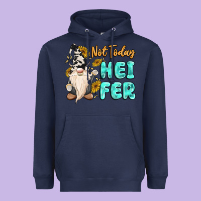 Not Today Heifer Cow Gnome Heavyweight Hoodie Designed By Maliassmallbusiness